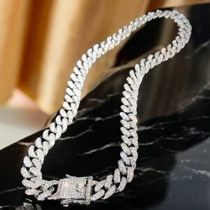 Cuban Link Chain Necklace Hip Hop Unisex Men's Women's Iced Out Miami Cut 22"